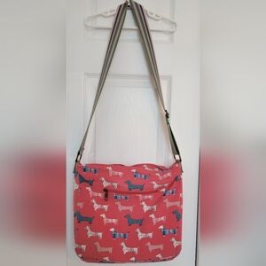 Pink Dachshund Dog Print Washable Shoulder Bag